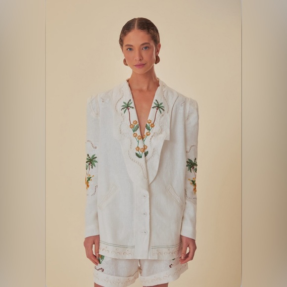 FARM Rio | Jackets & Coats | Farm Rio Offwhite Coconut Tree Richelieu ...
